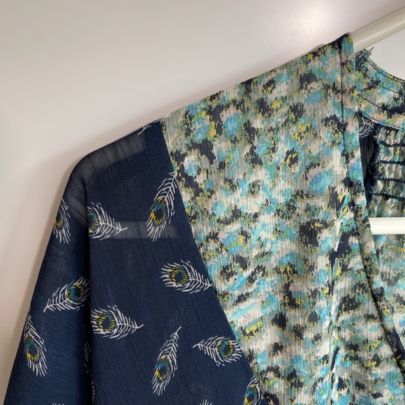 Black Poppy Sheer Floral Boho Blouse Sz S - Picture 2 of 7